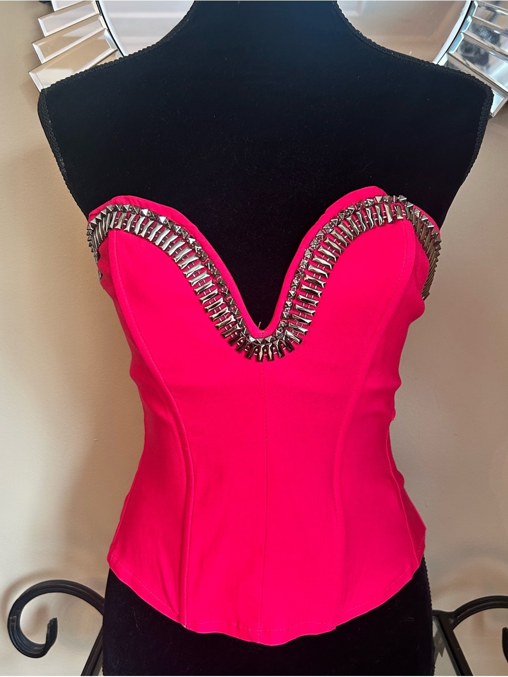 Stud-Embellished Strapless Corset/Bustier